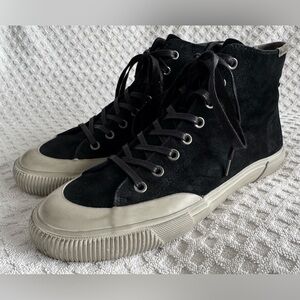 AllSaints Dumont High Top Suede Leather Sneakers Black Size 44 US 11 All Saints